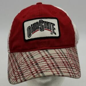 NCAA Ohio State Buckeyes Hat Mens OSFA Strapback Adjustable Plaid Bill Mesh Cap